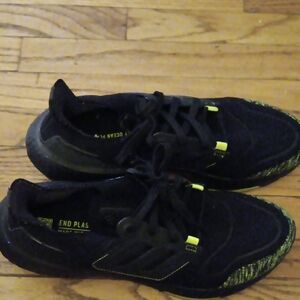 Adidas Black and Neon Yellow Running Shoes Ultra Boost